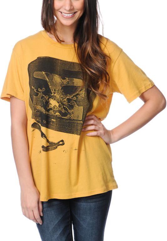 Obey Idiot Box Yellow Tomboy Tee Shirt