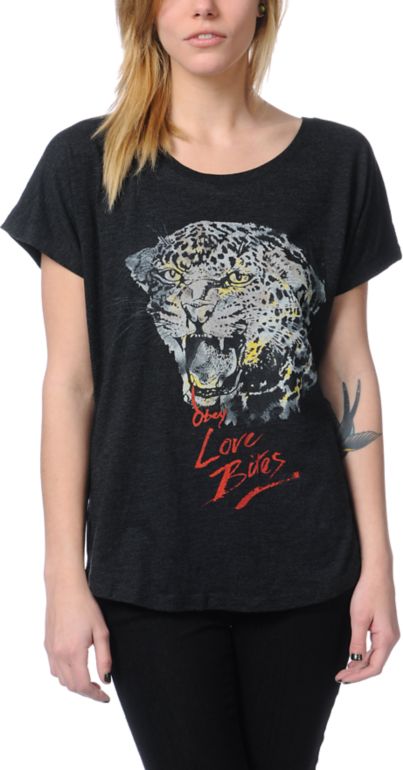 Obey Love Bites Heather Black Tri-Blend Tee Shirt