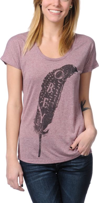 Obey Light As A Feather Heather Pink Mock Twist Tee Shirt