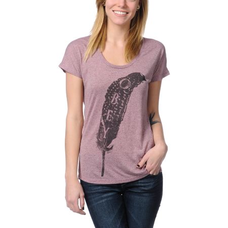 Obey Light As A Feather Heather Pink Mock Twist Tee Shirt