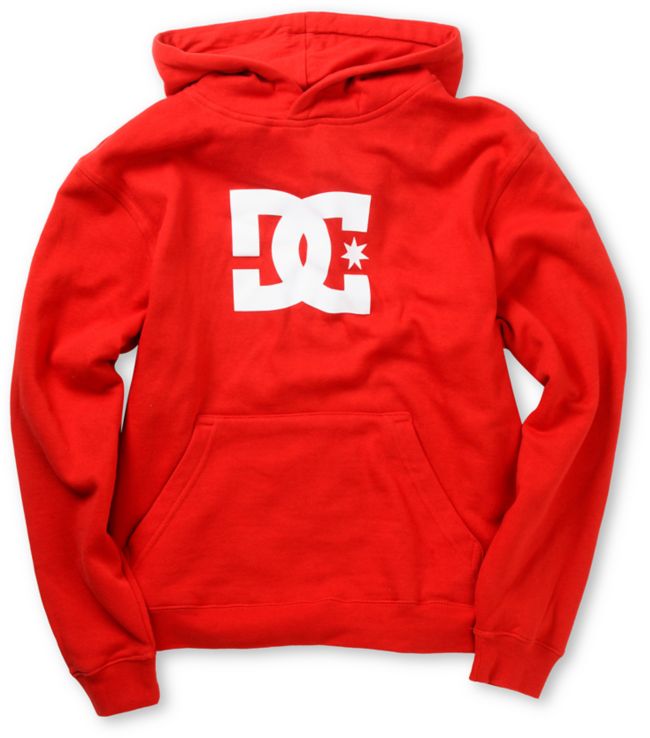 DC Boys Star Dark Red Pullover Hoodie