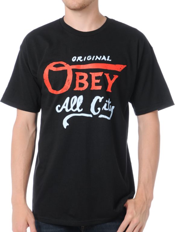 Obey All City Original Black Tee Shirt