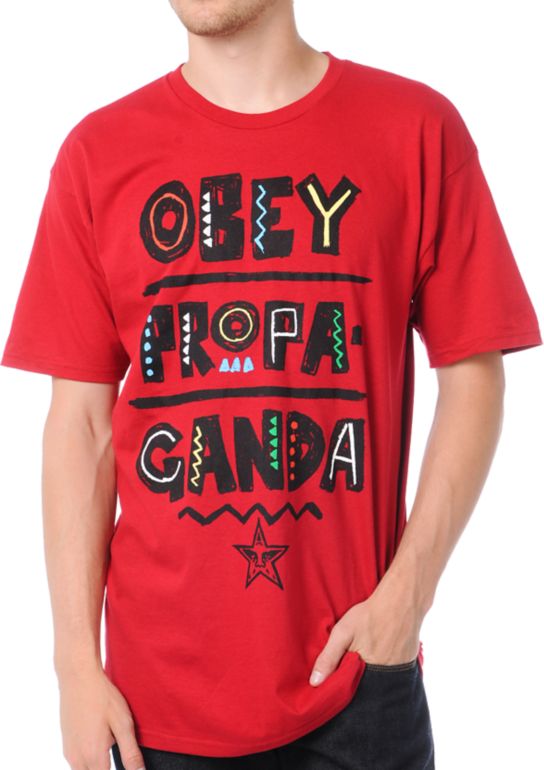 Obey Guys Port Au Prince Red Tee Shirt