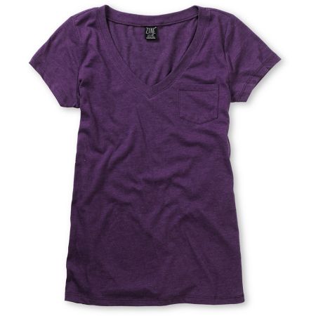 Zine Girls Pennant Purple V-Neck Tee Shirt