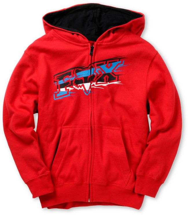 Fox Boys Shapstreak Red Zip Up Hoodie