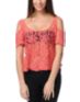 Love, Fire Cold Shoulder Lace Zipper Coral Top