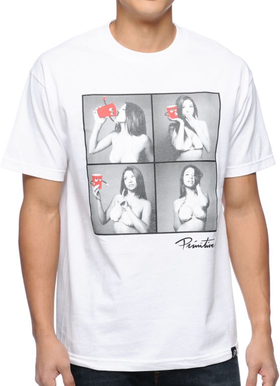 Primitive Clothing Alexis Red Cup Crew White Tee Shirt