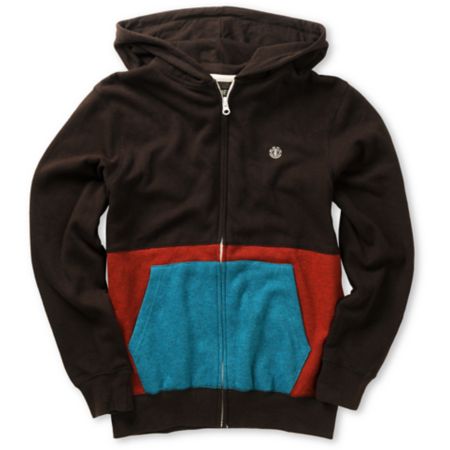 Element Boys Haven Brown, Red & Teal Zip Up Hoodie