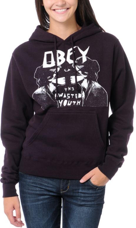 Obey Wasted Youth Blackberry Purple Pullover Hoodie
