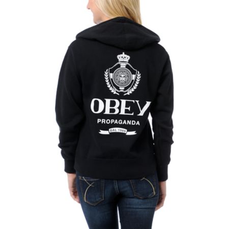 Obey Girls Nada Black Zip Up Hoodie