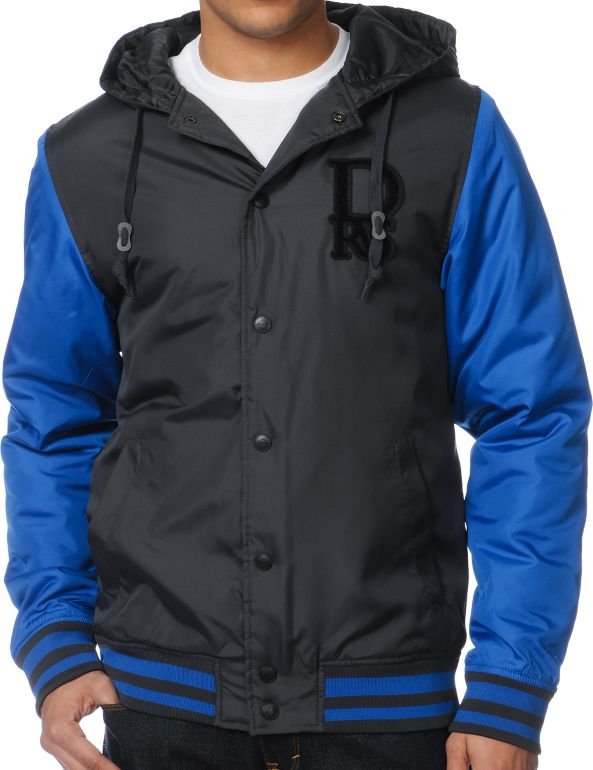 Dravus Fraser Charcoal & Blue Insulated Varsity Jacket