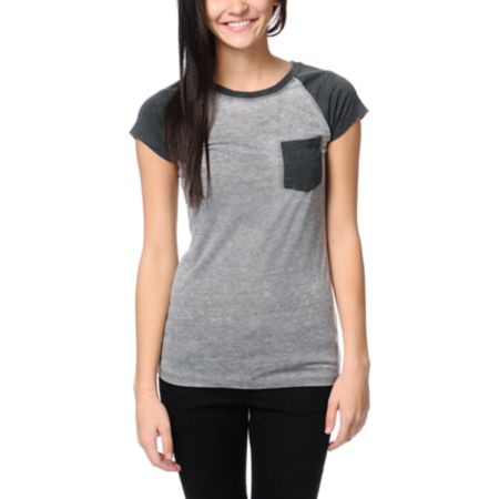 Empyre Girls Petra Nine Iron Grey Raglan Sleeve Tee Shirt