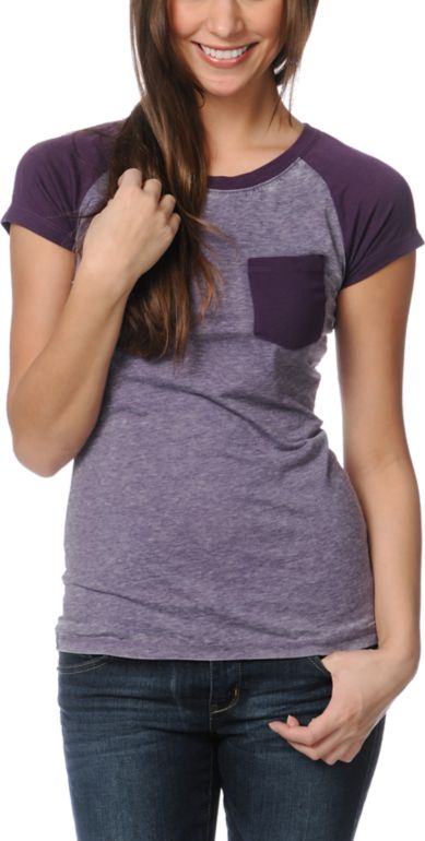 Empyre Girls Petra Purple Pennant Raglan Sleeve Tee Shirt