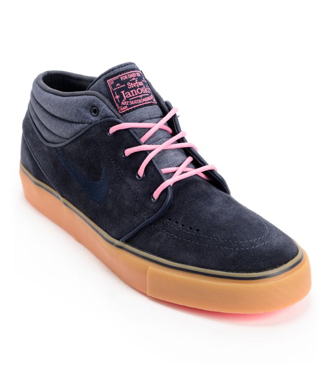 Nike SB Zoom Stefan Janoski Mid Dark Obsidian & Digital Pink Suede Shoe