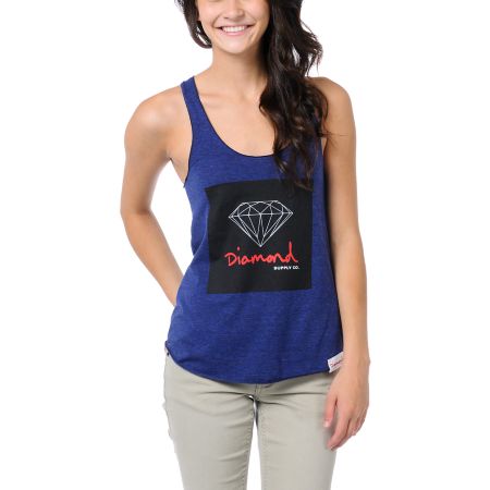 Diamond Supply Girls OG Sign Navy Blue Tank Top 
