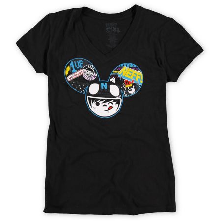 Neff x Deadmau5 Girls Radder Black V-Neck Tee Shirt