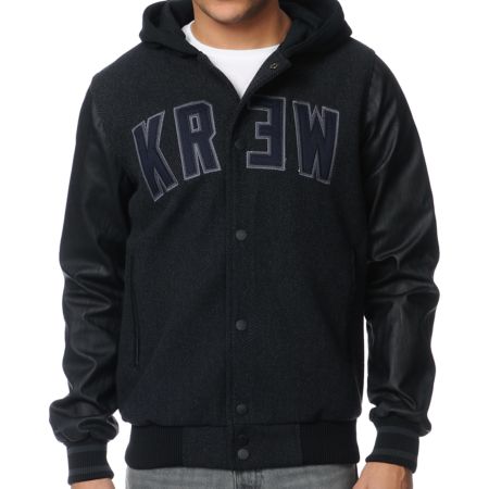 KR3W Wilcox 2 Charcoal Varsity Jacket