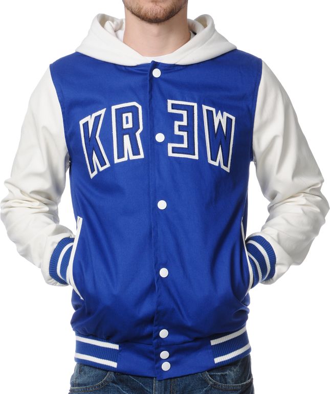 KR3W Wilcox 2 Blue & White Varsity Jacket