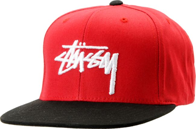 Stussy Stock 2-Tone Red & Black Snapback Hat