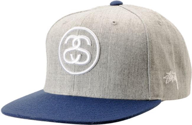 Stussy SS Link Heather Grey & Blue Snapback Hat