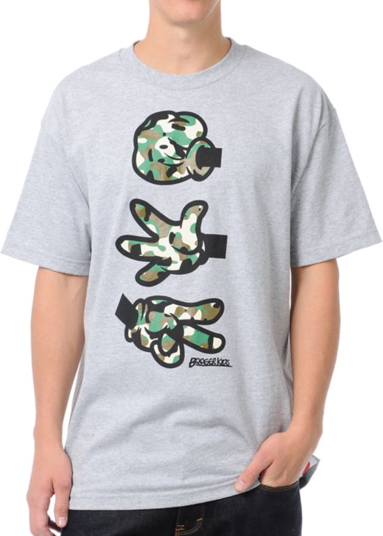 Booger Kids Rock, Paper, Cut Grey & Camo Tee Shirt