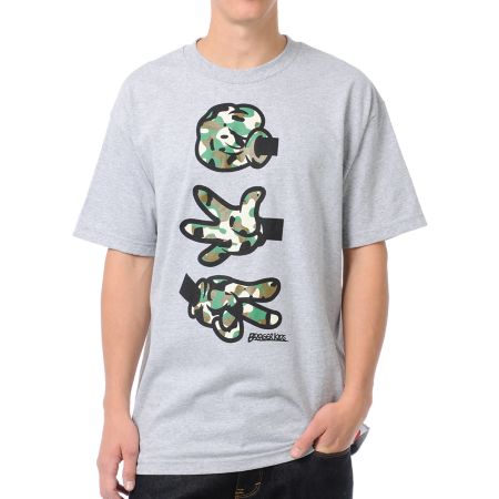 Booger Kids Rock, Paper, Cut Grey & Camo Tee Shirt
