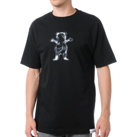 Diamond Supply x Grizzly Grip Tape Smoke Bear Black Tee Shirt