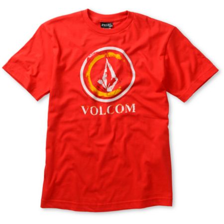 Volcom Boys Circle Stain Red Tee Shirt