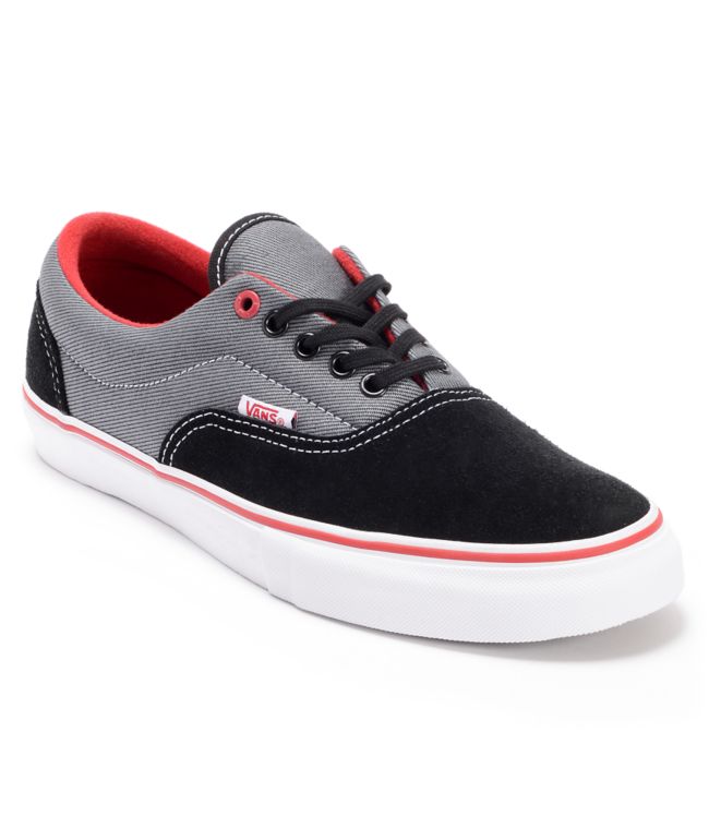 Vans Era Pro Black Twill & Scarlet Skate Shoe