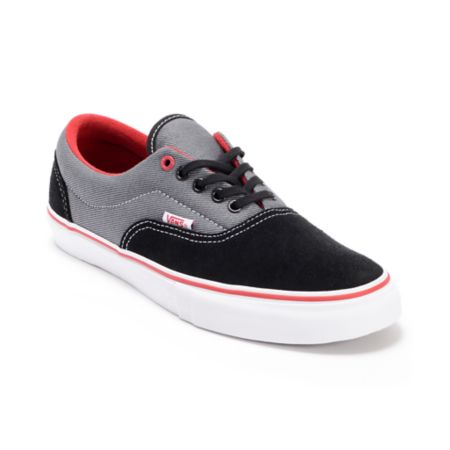 Vans Era Pro Black Twill & Scarlet Skate Shoe