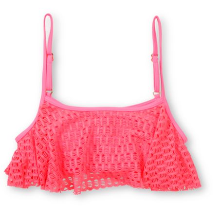 Roxy Sweet Terrain Pink Crochet Flounce Bikini Top