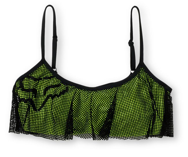 Fox Girls Vented Flutter Neon Yellow Flounce Bikini Top