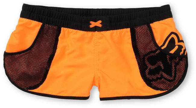 Fox Girls Vented Neon Orange & Black Board Shorts