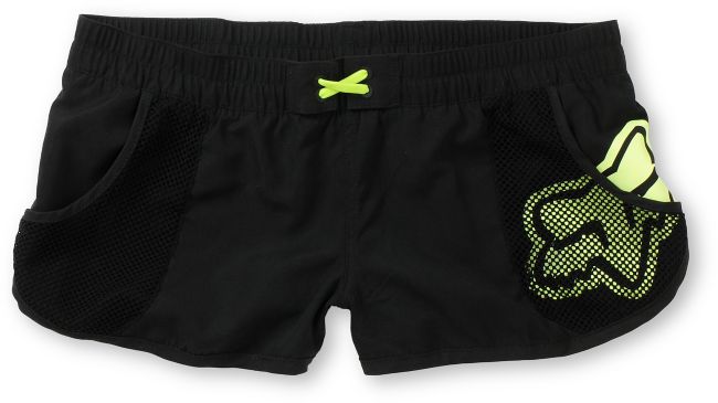 Fox Girls Vented Black & Neon Yellow Board Shorts