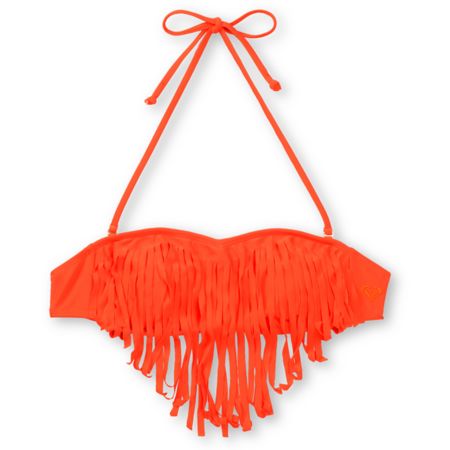 Roxy Surf Essentials Pop Orange Fringe Bandeau Bikini Top