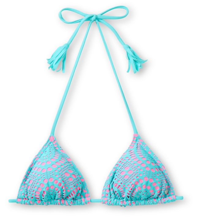 Billabong Harper Pink & Teal Crochet Triangle Bikini Top