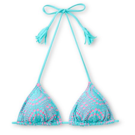 Billabong Harper Pink & Teal Crochet Triangle Bikini Top