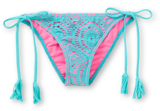 Billabong Harper Pink & Teal Side Tie Crochet Bikini Bottom