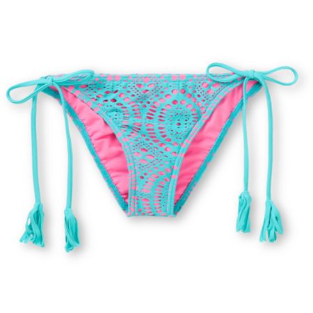 Billabong Harper Pink & Teal Side Tie Crochet Bikini Bottom