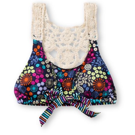 Lost Swimwear Prairie Crochet Racerback Halter Bikini Top