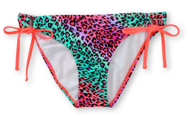 Damsel Fierce Cheetah & Hot Coral Side Tie Bikini Bottom