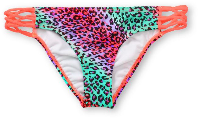 Damsel Fierce Cheetah & Hot Coral Tab Side Bikini Bottom