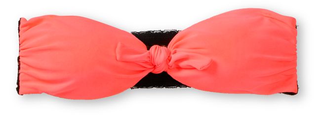 Damsel Hot Coral & Black Lace Bandeau Bikini Top