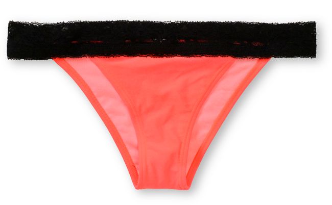 Damsel Hot Coral & Black Lace Bikini Bottom