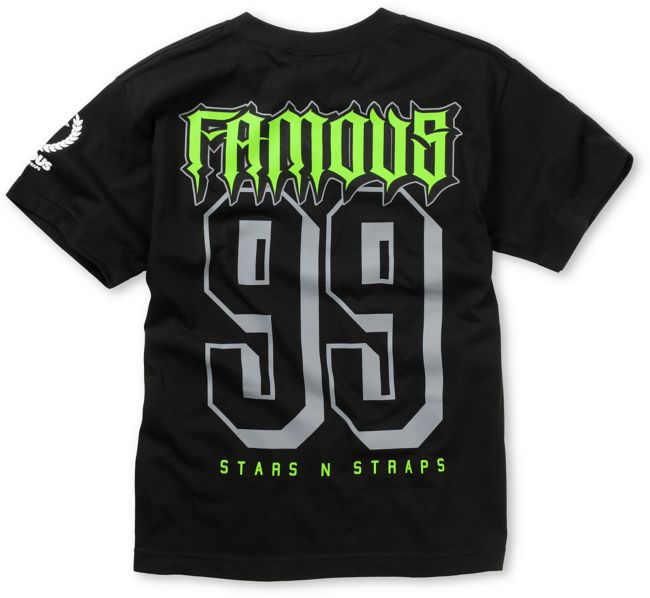 Famous Stars & Straps Boys Rally Fam Black & Lime Tee Shirt