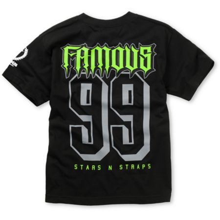 Famous Stars & Straps Boys Rally Fam Black & Lime Tee Shirt