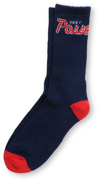 Obey Posse Navy Blue & Red Crew Socks