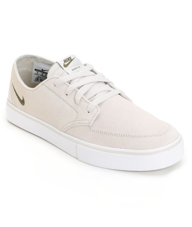 Nike SB Braata LR Light Bone & Medium Olive & White Skate Shoe