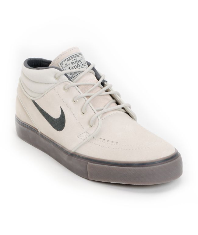 Nike SB Zoom Stefan Janoski Mid Light Bone & Dark Brown Suede Shoe