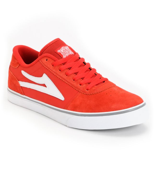 Lakai Manchester Select Red & White Suede Skate Shoe